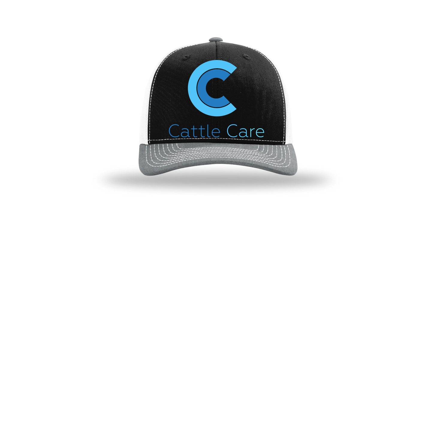 cattle-care-richardson-trucker-cap-embroidery-capfront-R112-blackwhiteheathergrey-flat-front
