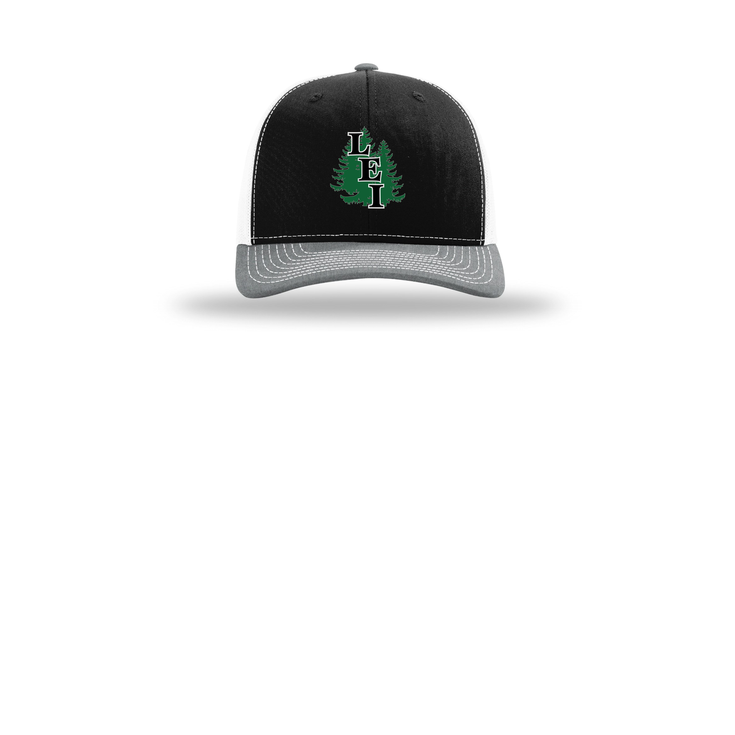leisite-richardson-trucker-cap-embroidery-capfront-R112-blackwhiteheathergrey-flat-front