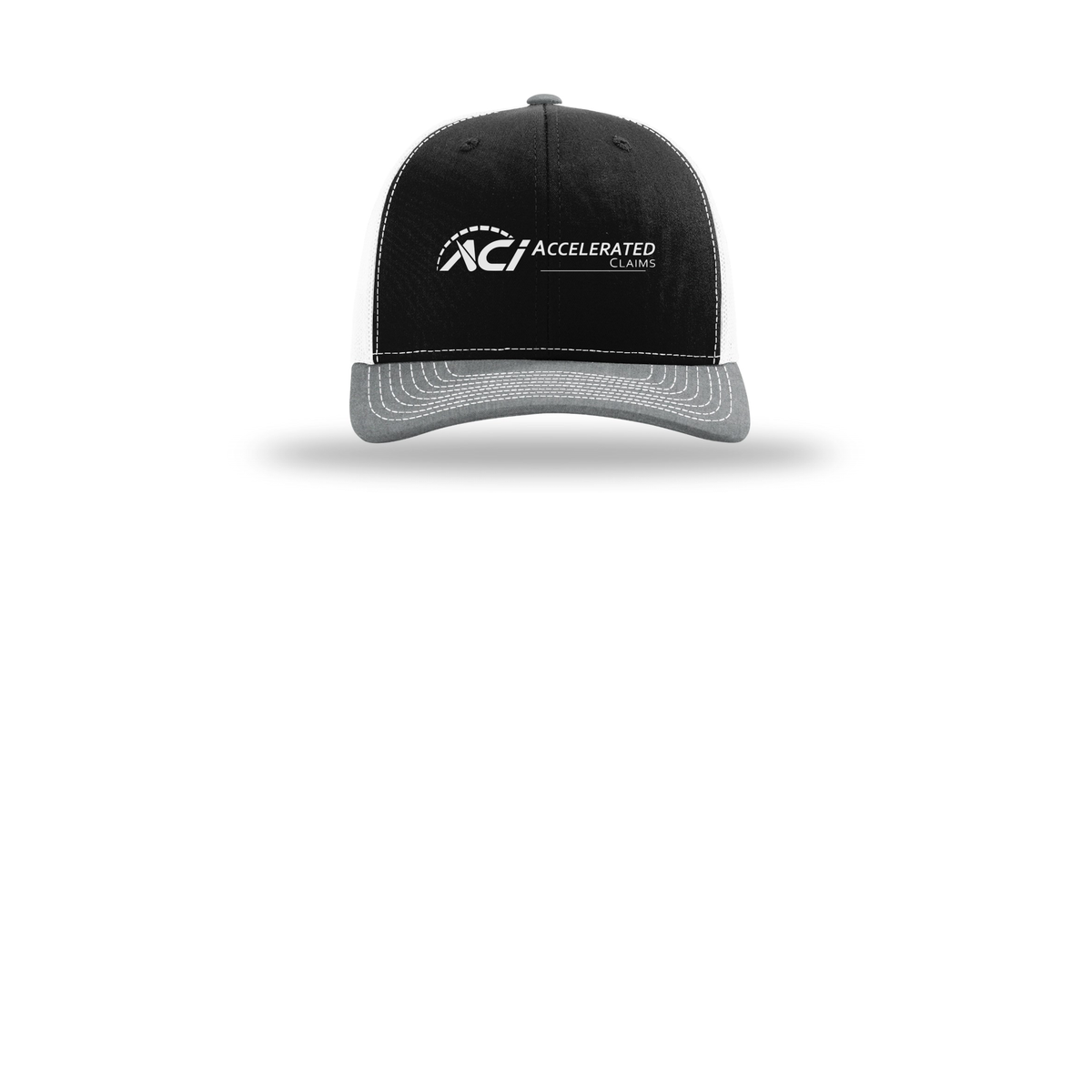 accelclaims-richardson-trucker-cap-embroidery-capfront-R112-blackwhiteheathergrey-flat-front