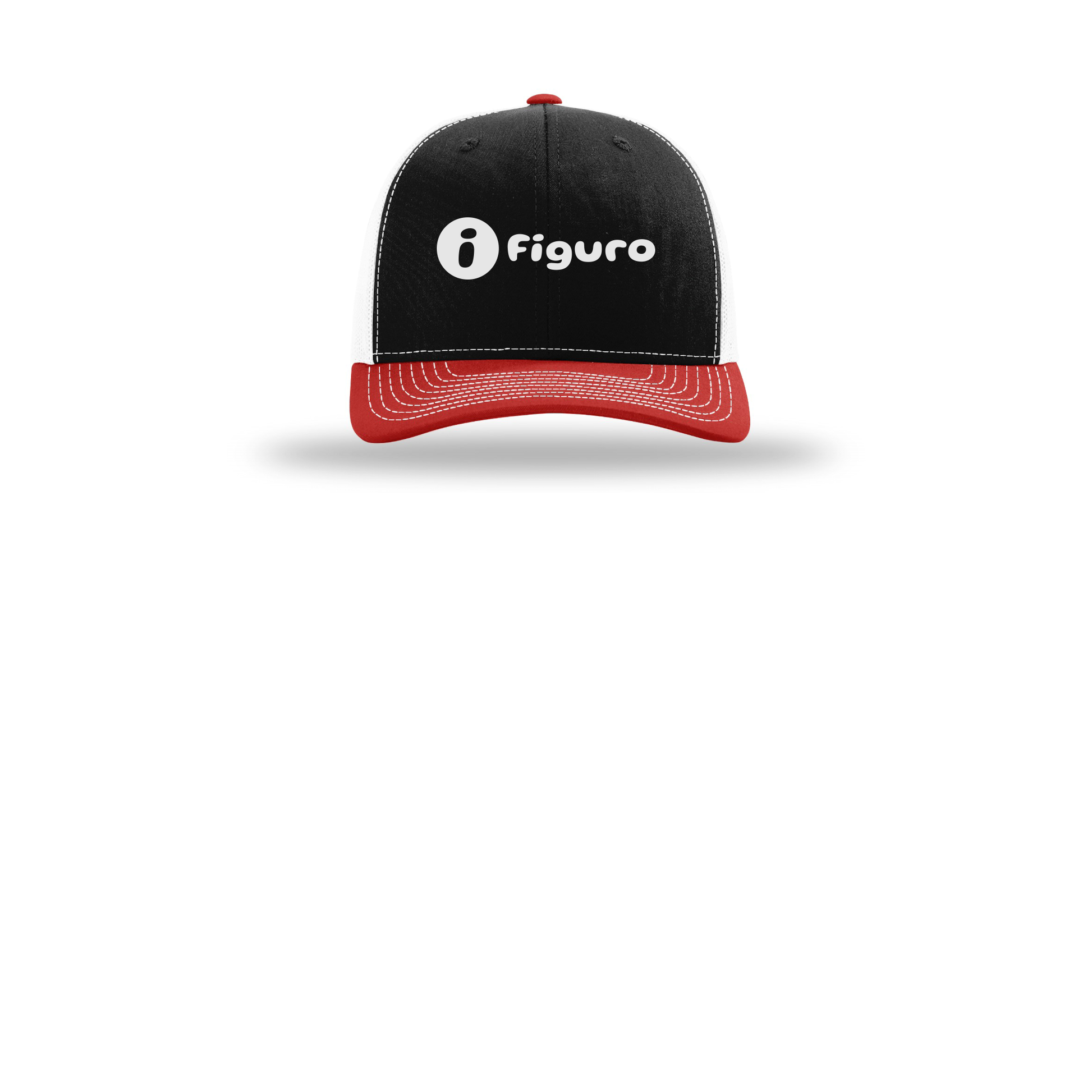 getfiguro-richardson-trucker-cap-embroidery-capfront-R112-blackwhitered-flat-front