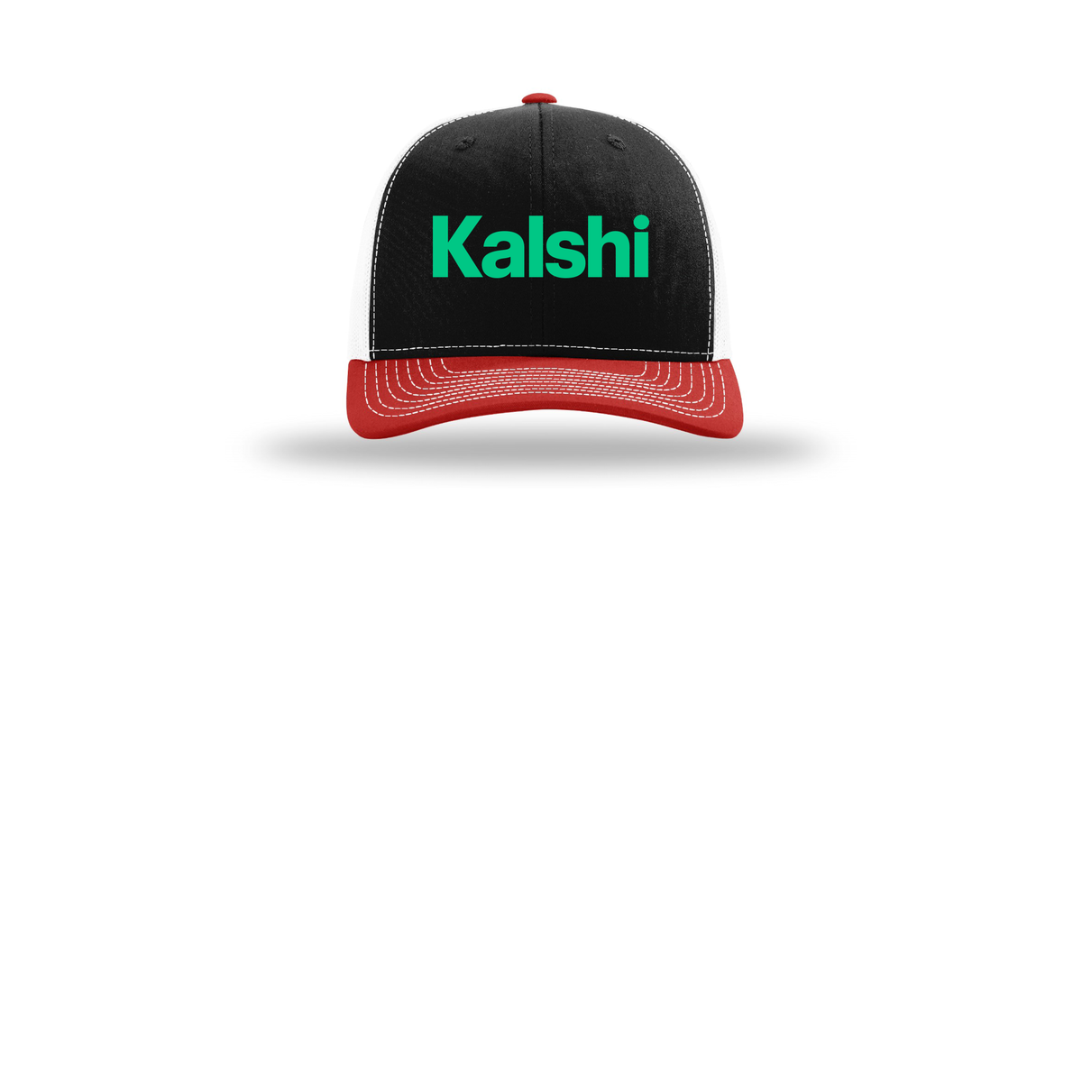 kalshi-richardson-trucker-cap-embroidery-capfront-R112-blackwhitered-flat-front