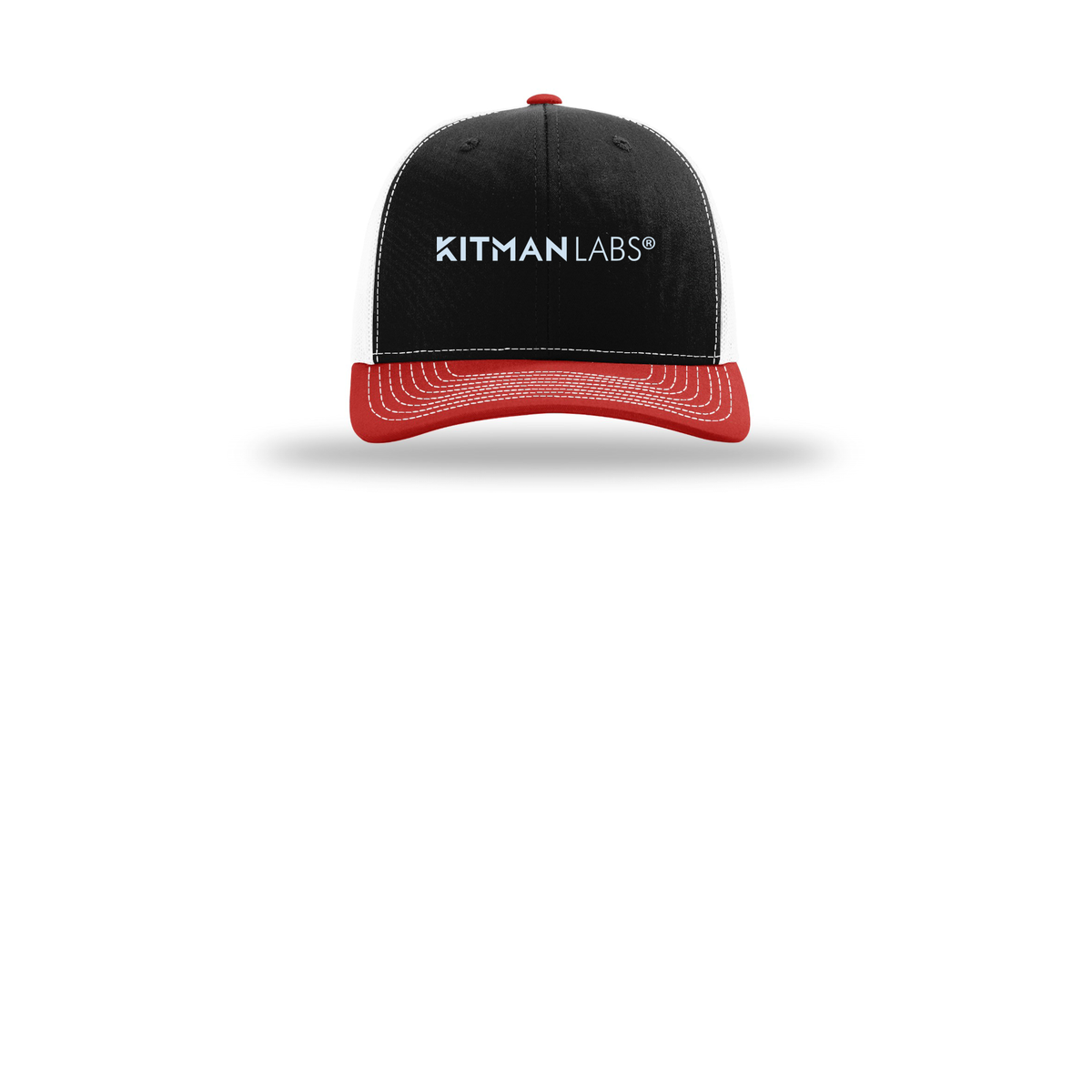 kitmanlabs-richardson-trucker-cap-embroidery-capfront-R112-blackwhitered-flat-front