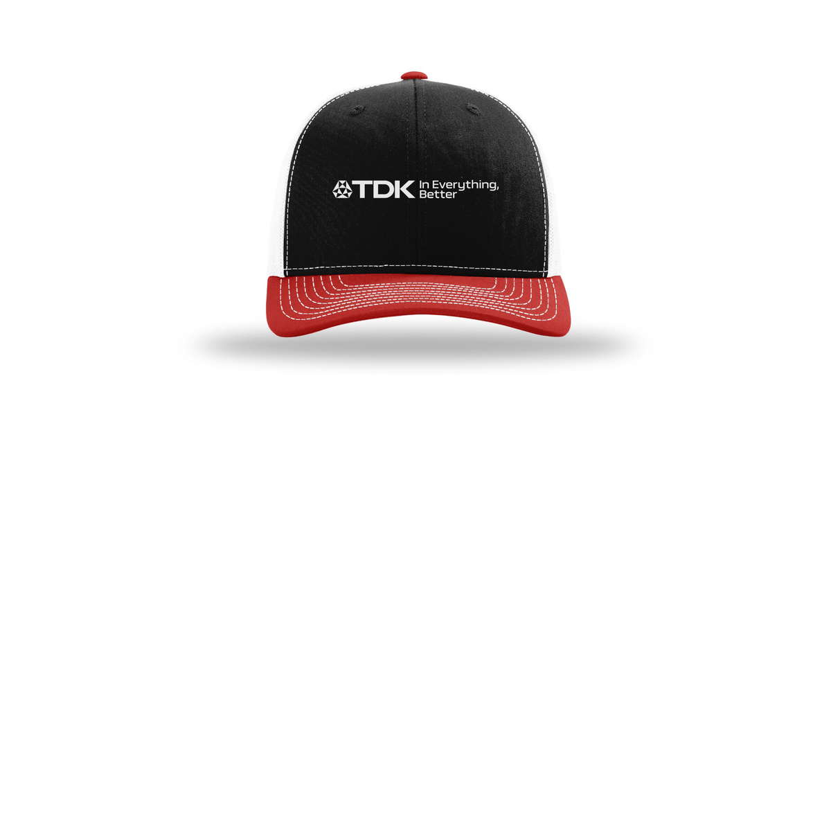 tdk-richardson-trucker-cap-embroidery-capfront-R112-blackwhitered-flat-front