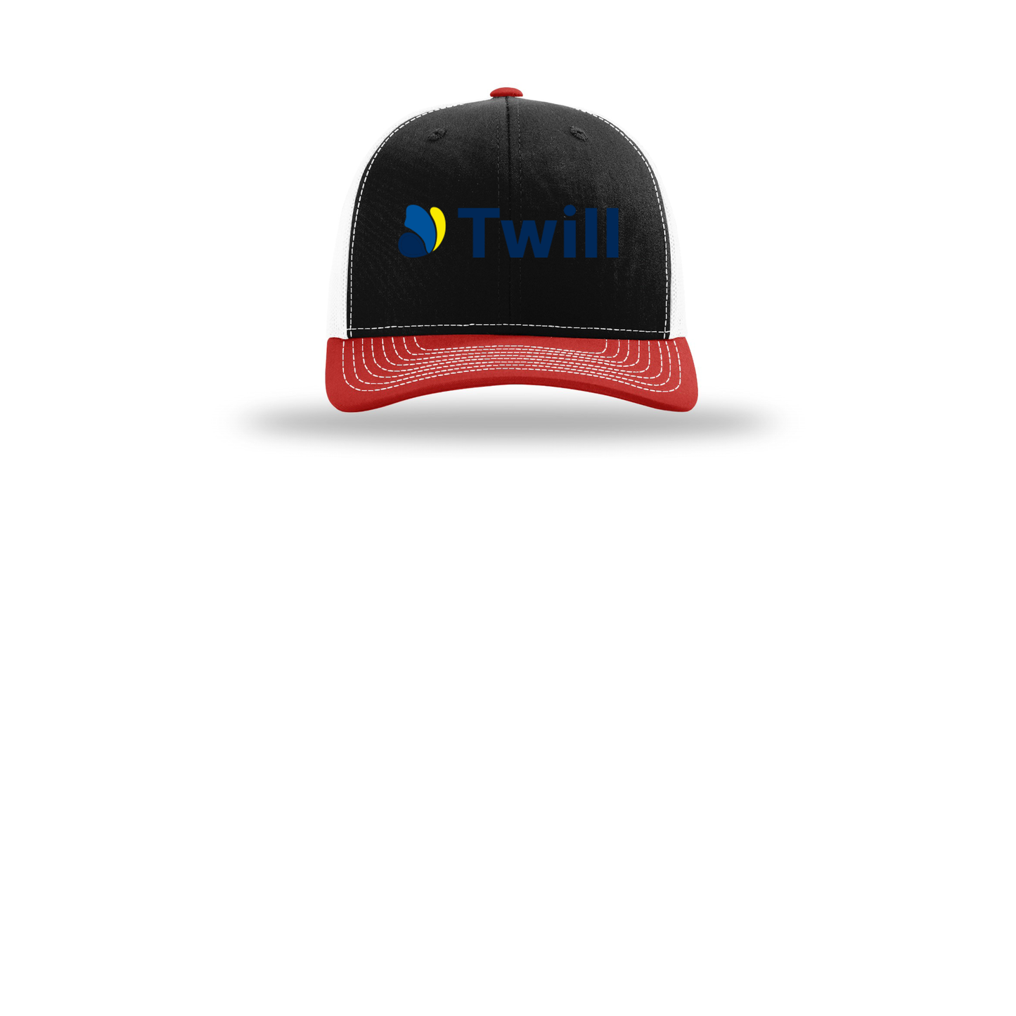 withtwill-richardson-trucker-cap-embroidery-capfront-R112-blackwhitered-flat-front