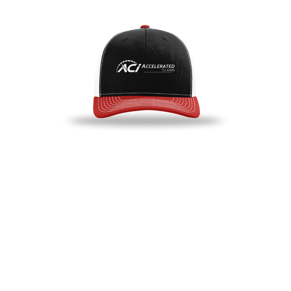 accelclaims-richardson-trucker-cap-embroidery-capfront-R112-blackwhitered-flat-front