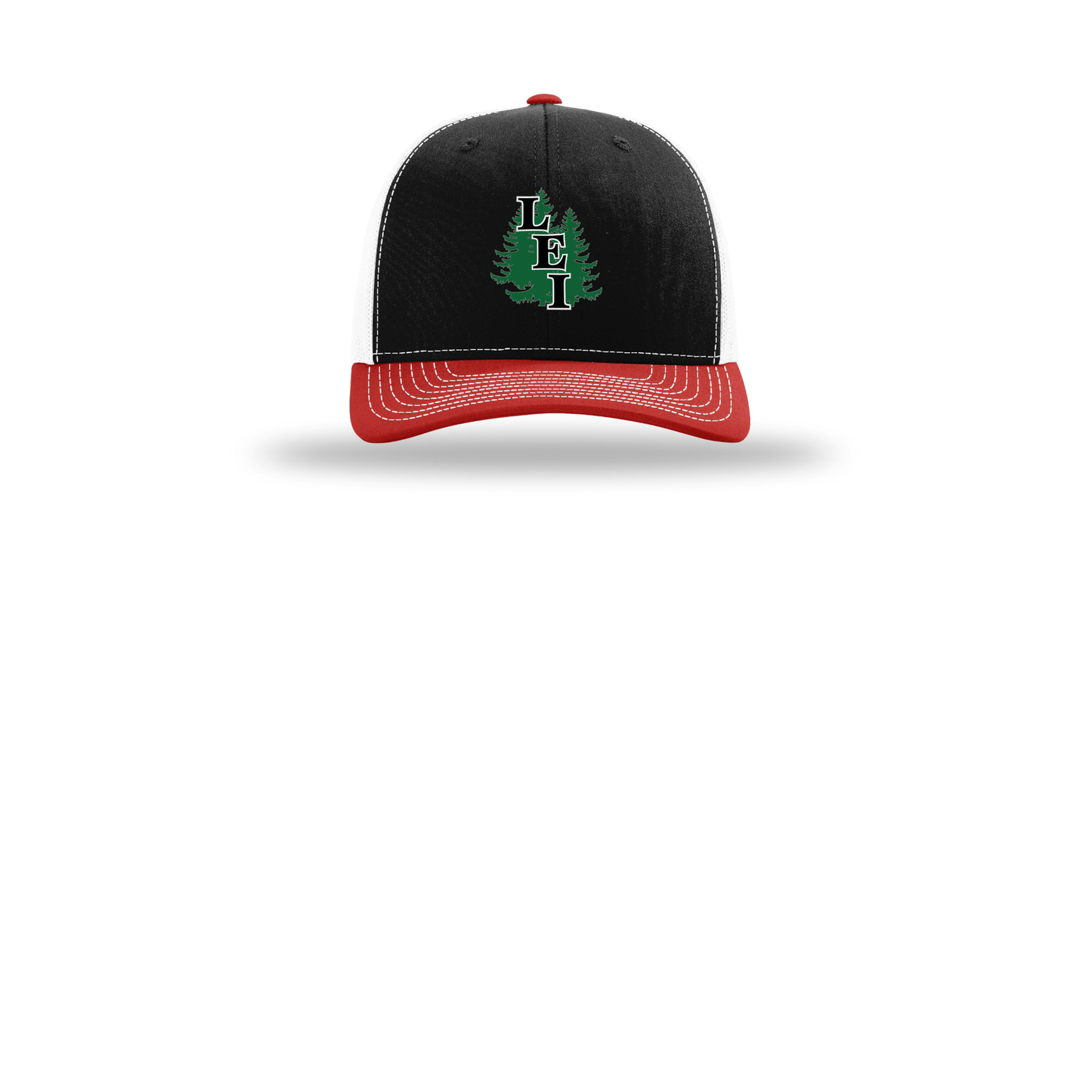 leisite-richardson-trucker-cap-embroidery-capfront-R112-blackwhitered-flat-front