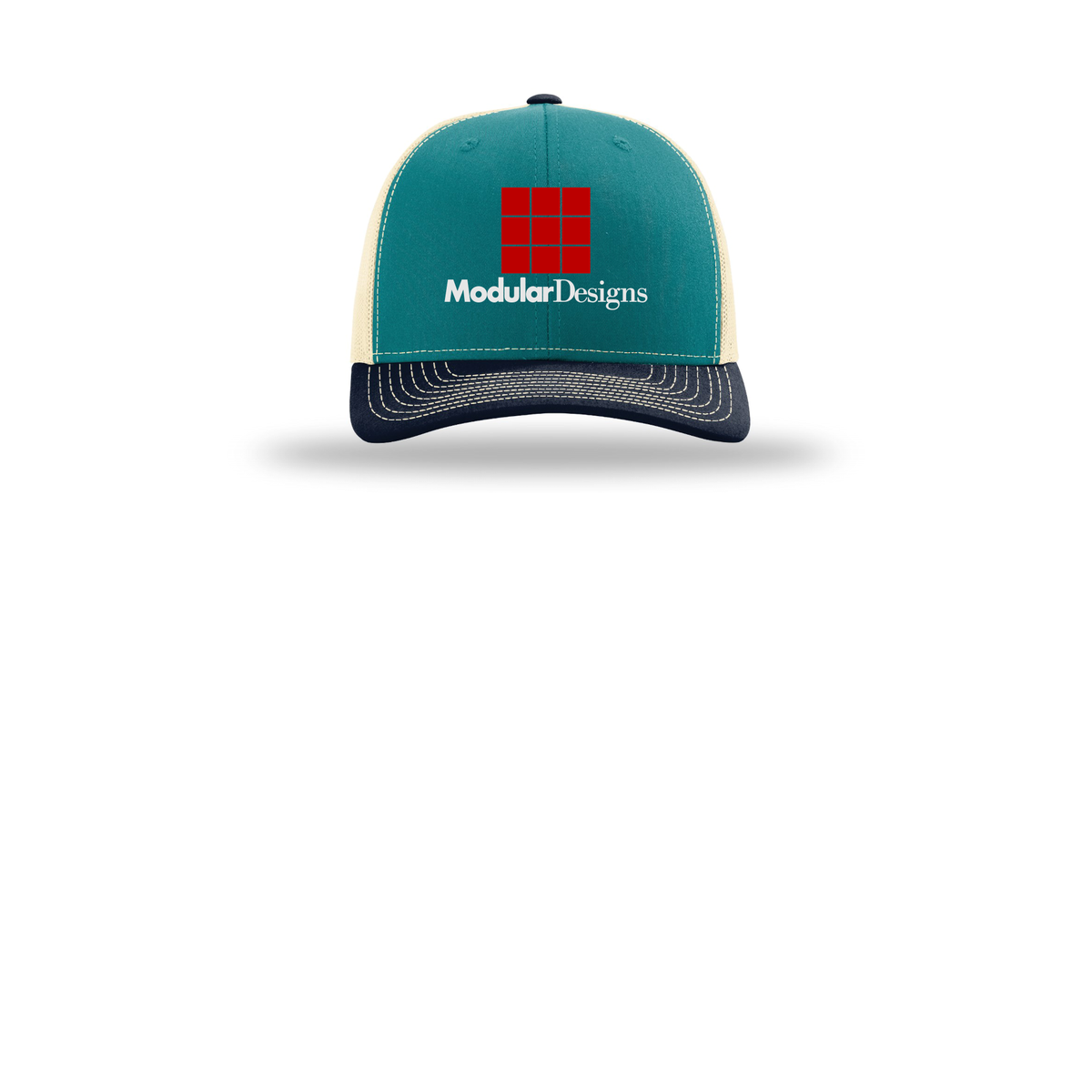 modulardesignsflooring-richardson-trucker-cap-embroidery-capfront-R112-bluetealbirchnavy-flat-front