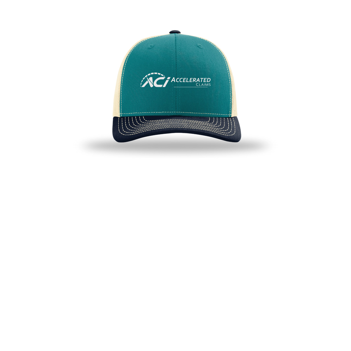 accelclaims-richardson-trucker-cap-embroidery-capfront-R112-bluetealbirchnavy-flat-front