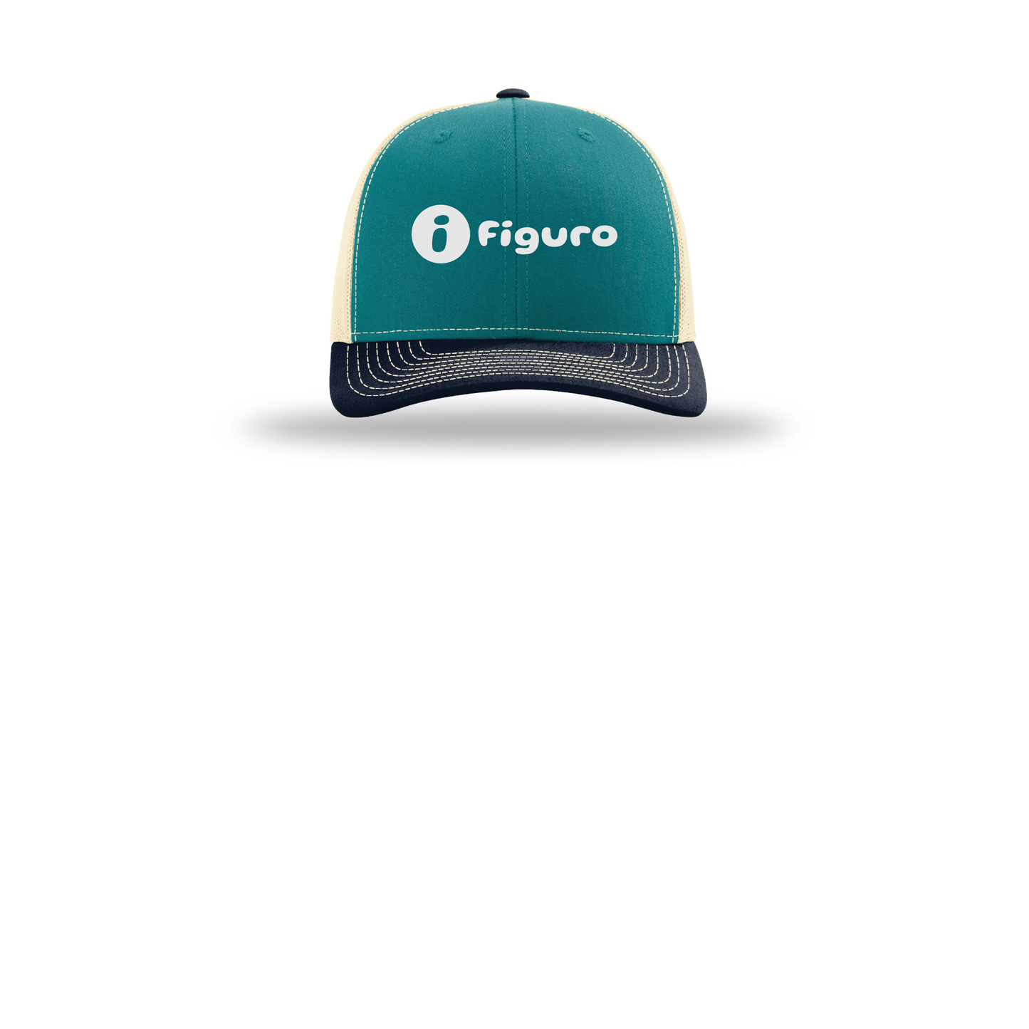 getfiguro-richardson-trucker-cap-embroidery-capfront-R112-bluetealbirchnavy-flat-front