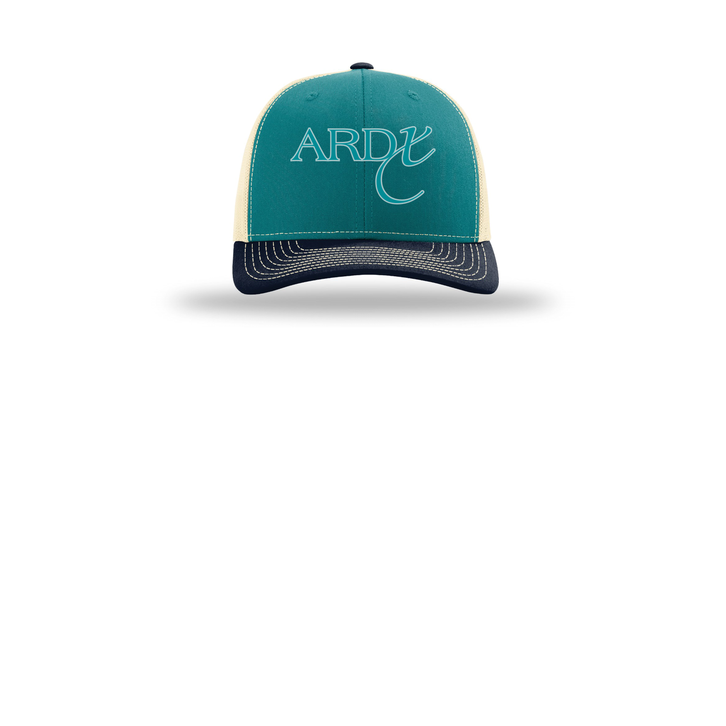 ardx-richardson-trucker-cap-embroidery-capfront-R112-bluetealbirchnavy-flat-front
