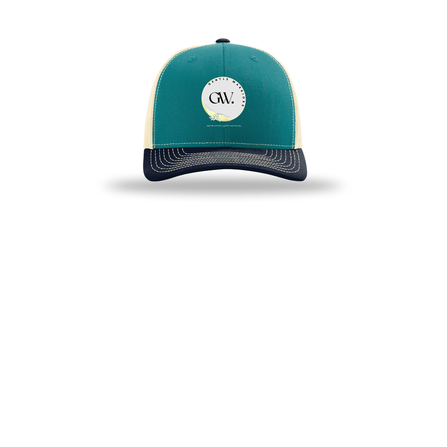 gentle-warriors-richardson-trucker-cap-embroidery-capfront-R112-bluetealbirchnavy-flat-front