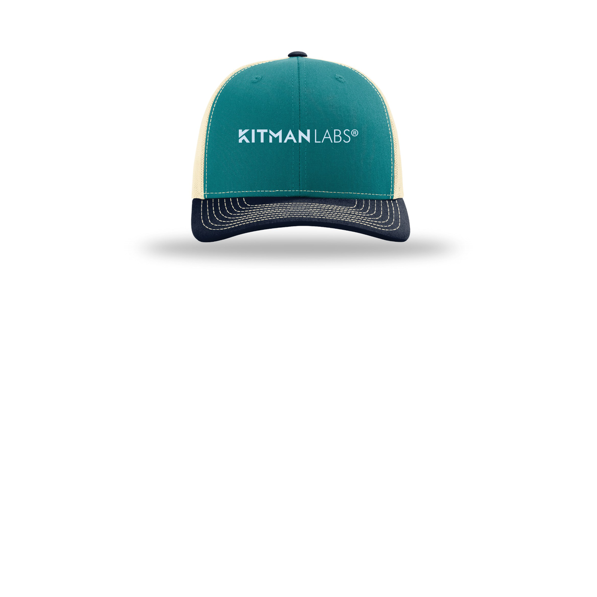 kitmanlabs-richardson-trucker-cap-embroidery-capfront-R112-bluetealbirchnavy-flat-front