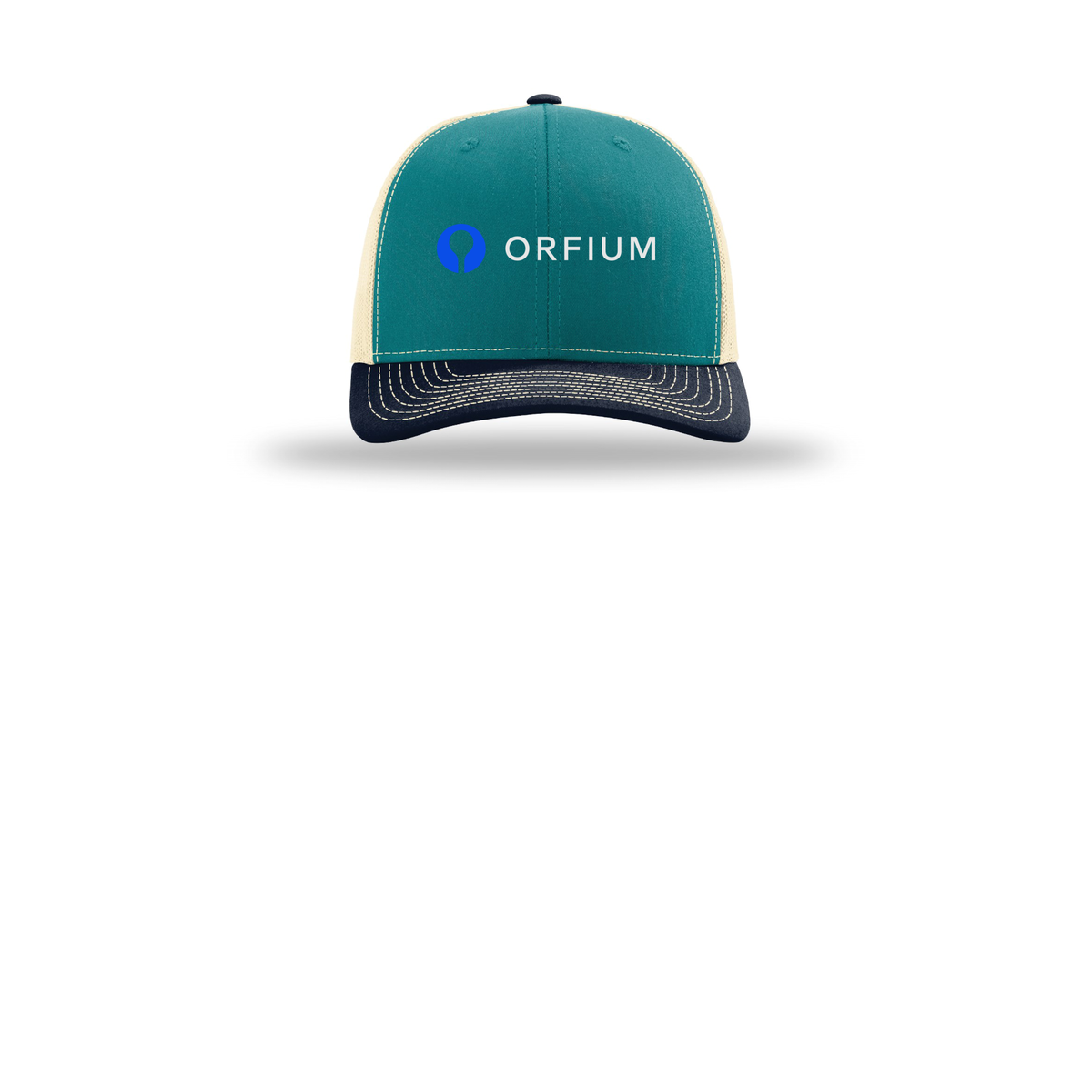 orfium-richardson-trucker-cap-embroidery-capfront-R112-bluetealbirchnavy-flat-front