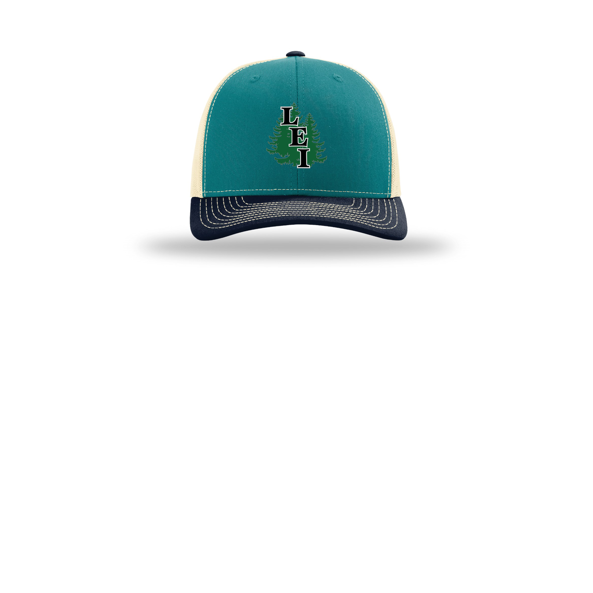 leisite-richardson-trucker-cap-embroidery-capfront-R112-bluetealbirchnavy-flat-front