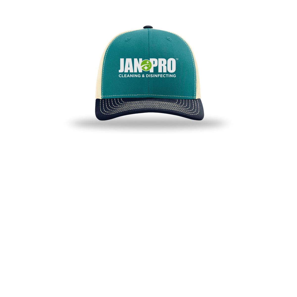jan-pro-richardson-trucker-cap-embroidery-capfront-R112-bluetealbirchnavy-flat-front