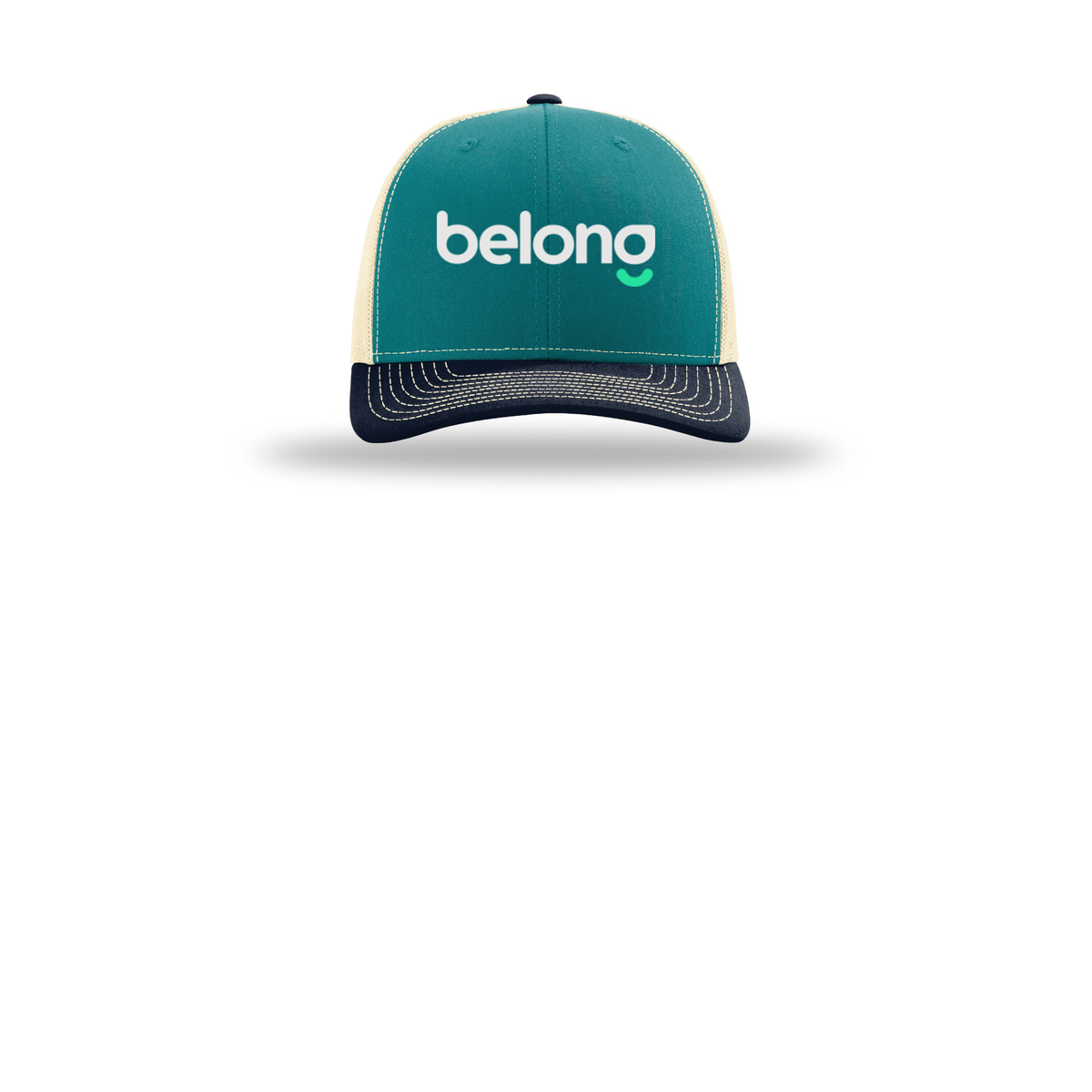 belonghome-richardson-trucker-cap-embroidery-capfront-R112-bluetealbirchnavy-flat-front