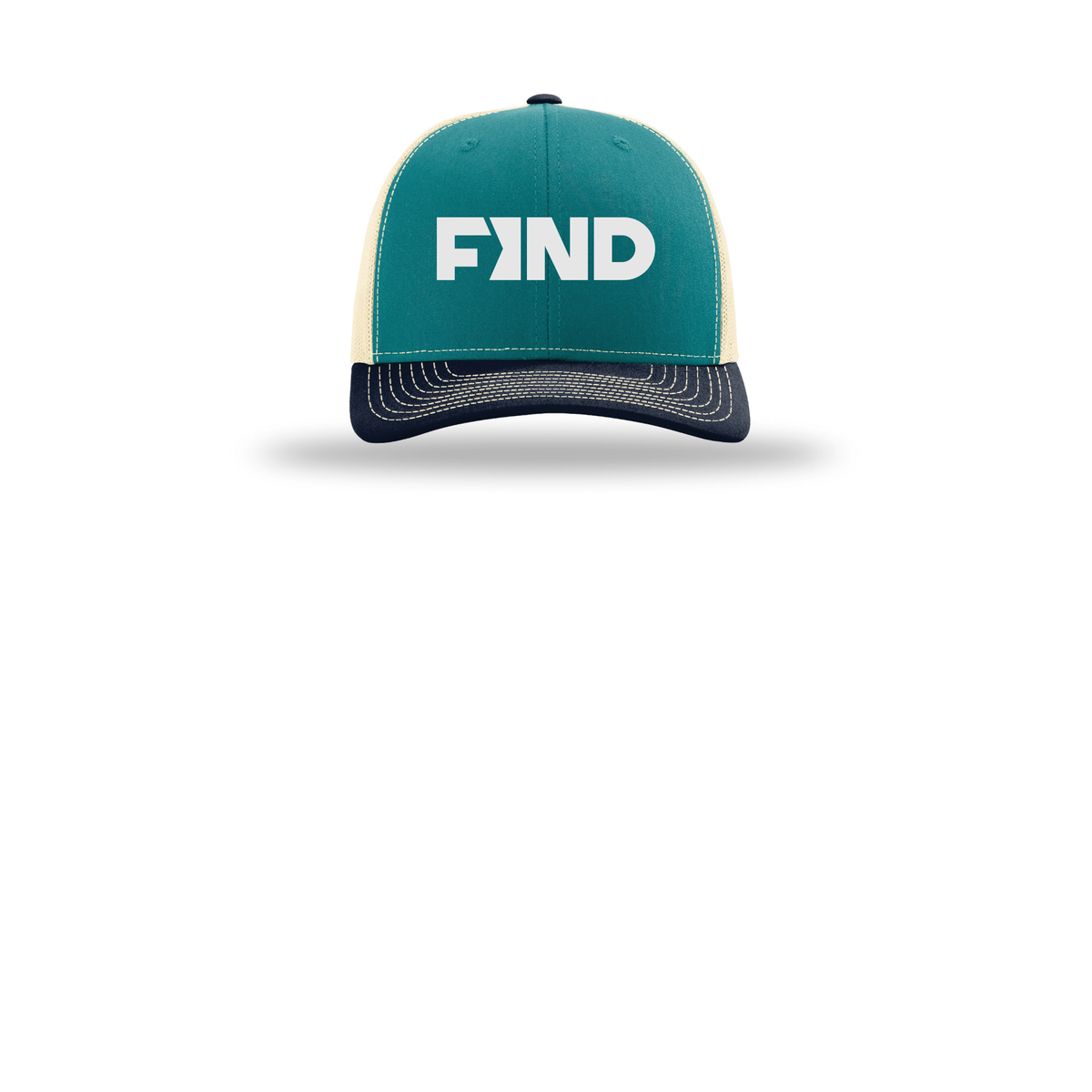findrealestate-richardson-trucker-cap-embroidery-capfront-R112-bluetealbirchnavy-flat-front