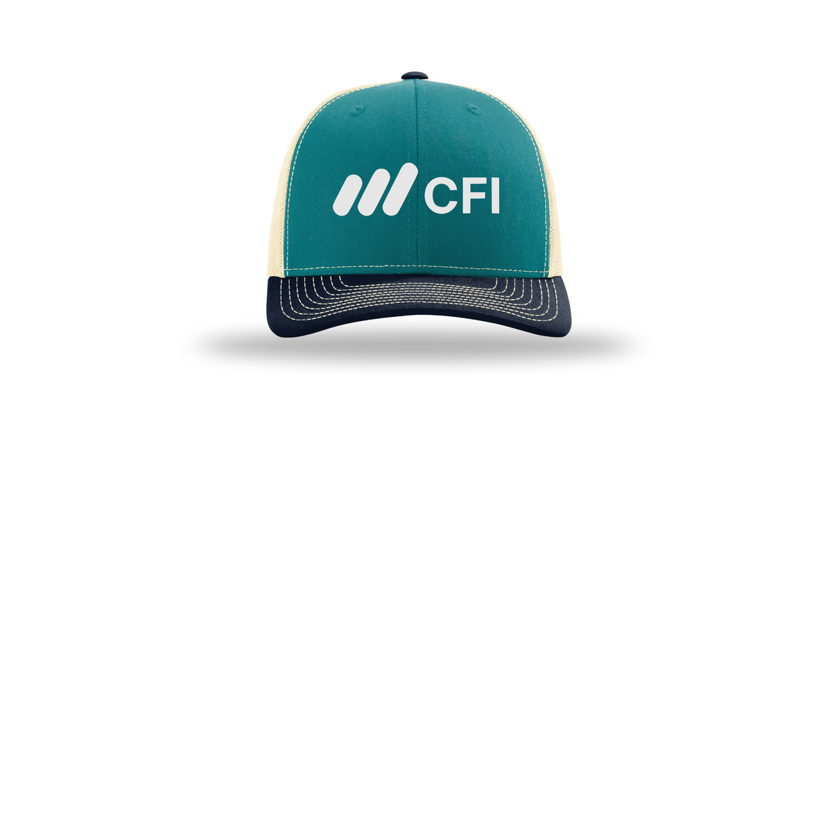 corporatefinanceinstitute-richardson-trucker-cap-embroidery-capfront-R112-bluetealbirchnavy-flat-front