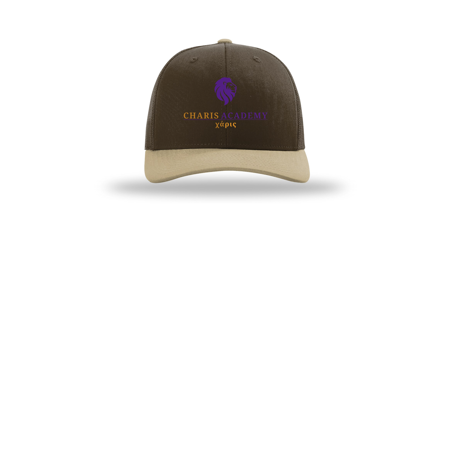 cahazleton-richardson-trucker-cap-embroidery-capfront-R112-brownbrownkhaki-flat-front