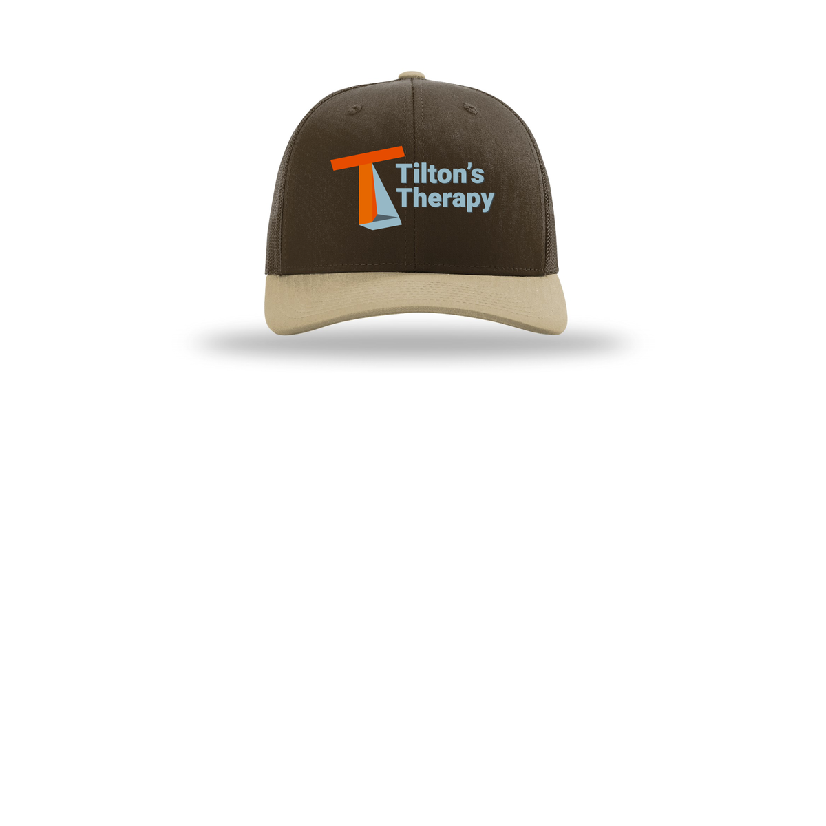 tiltonstherapy-richardson-trucker-cap-embroidery-capfront-R112-brownbrownkhaki-flat-front