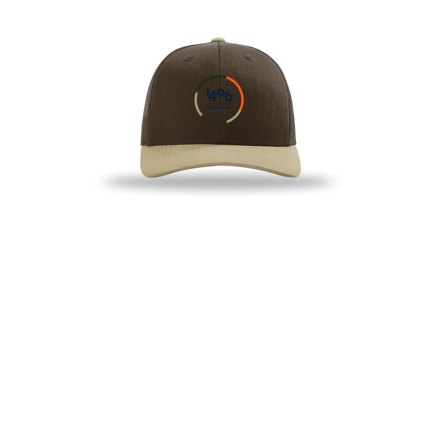 1406consulting-richardson-trucker-cap-embroidery-capfront-R112-brownbrownkhaki-flat-front