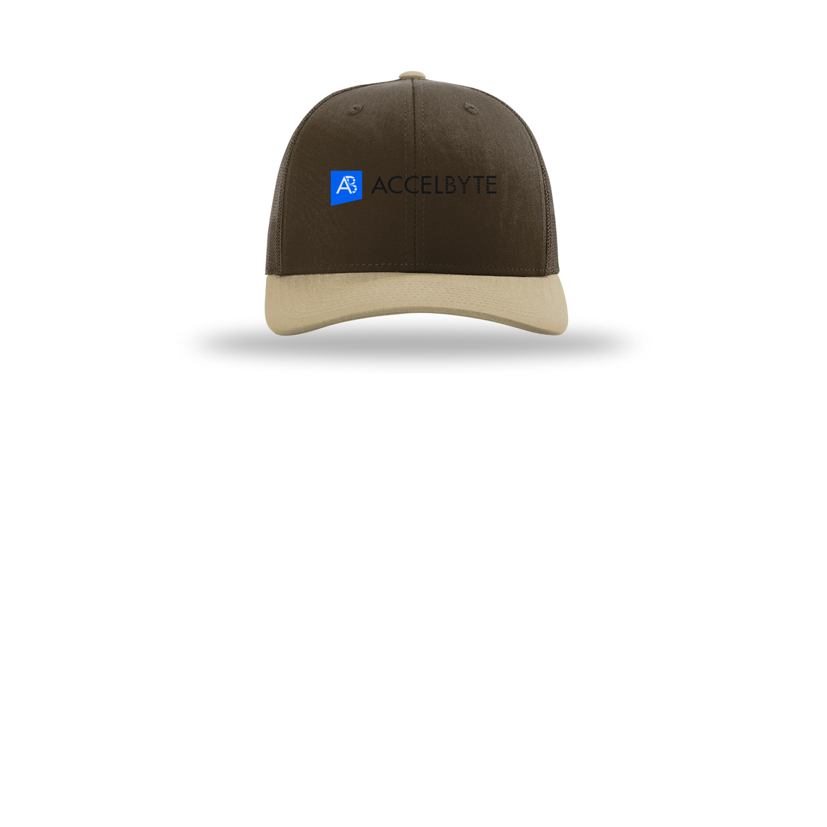 accelbyte-richardson-trucker-cap-embroidery-capfront-R112-brownbrownkhaki-flat-front
