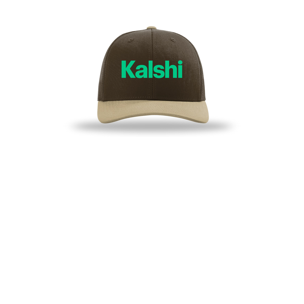 kalshi-richardson-trucker-cap-embroidery-capfront-R112-brownbrownkhaki-flat-front