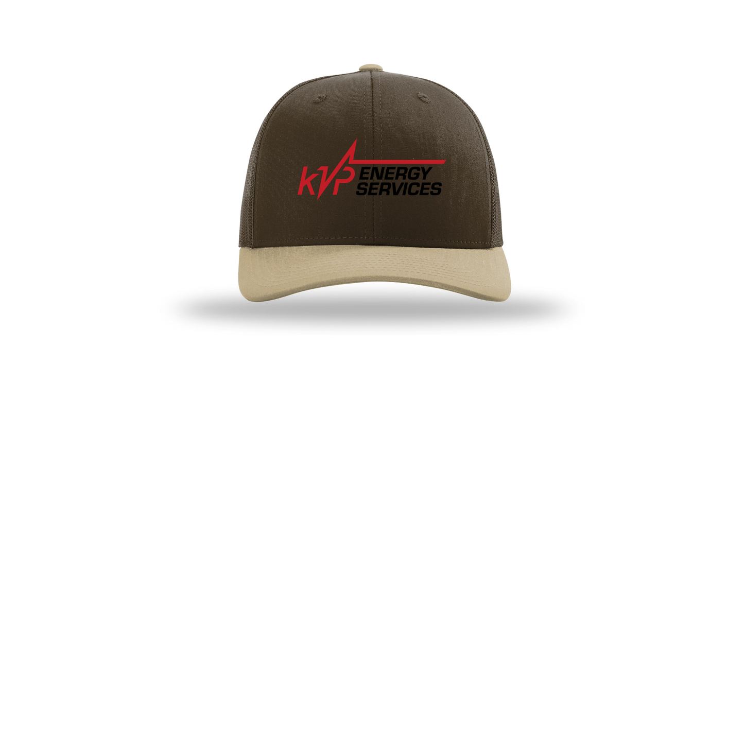 kvpenergy-richardson-trucker-cap-embroidery-capfront-R112-brownbrownkhaki-flat-front