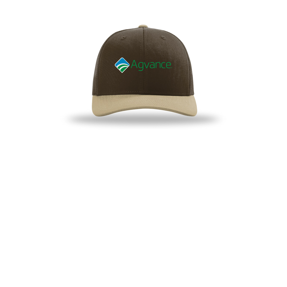 agvance-richardson-trucker-cap-embroidery-capfront-R112-brownbrownkhaki-flat-front