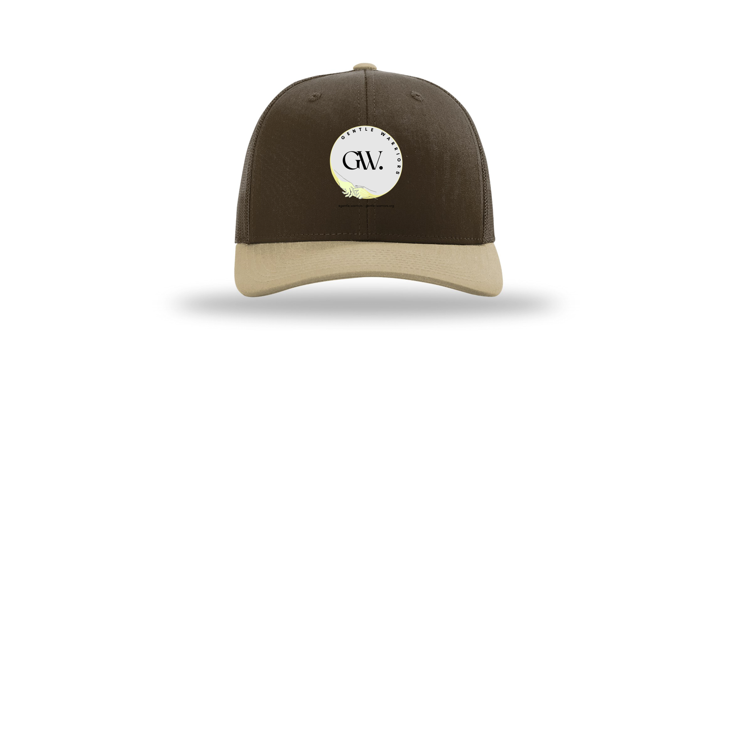 gentle-warriors-richardson-trucker-cap-embroidery-capfront-R112-brownbrownkhaki-flat-front