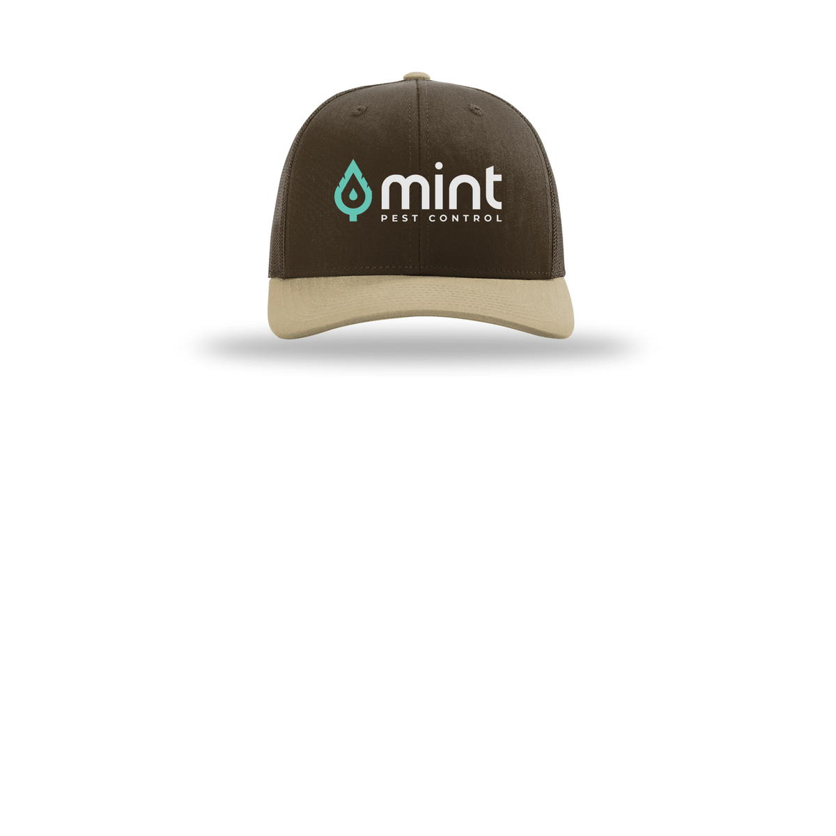 mintpest-richardson-trucker-cap-embroidery-capfront-R112-brownbrownkhaki-flat-front