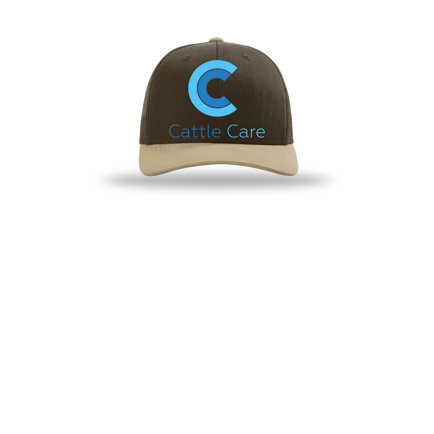 cattle-care-richardson-trucker-cap-embroidery-capfront-R112-brownbrownkhaki-flat-front