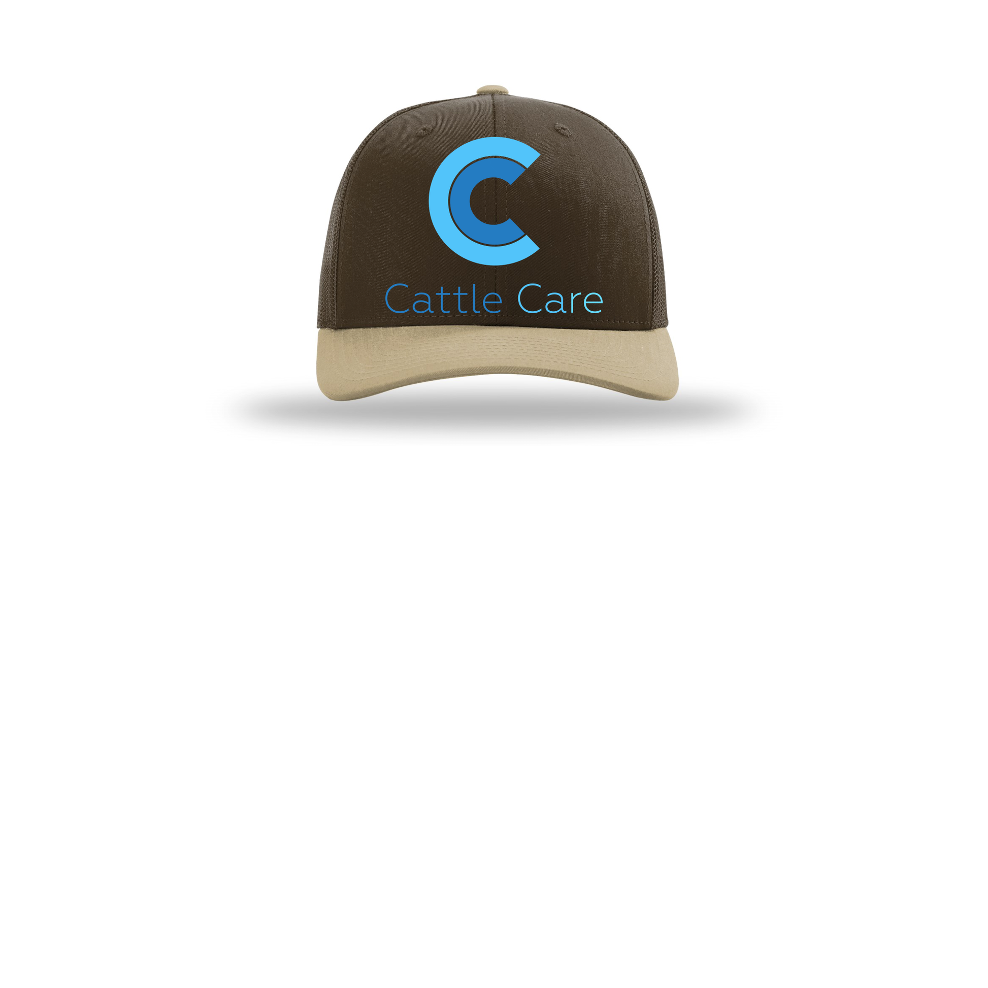 cattle-care-richardson-trucker-cap-embroidery-capfront-R112-brownbrownkhaki-flat-front