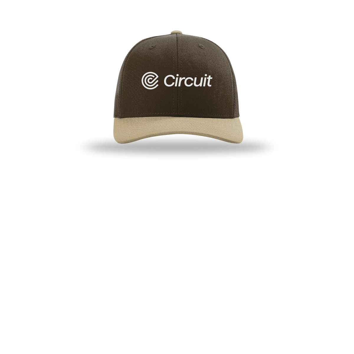 ridecircuit-richardson-trucker-cap-embroidery-capfront-R112-brownbrownkhaki-flat-front