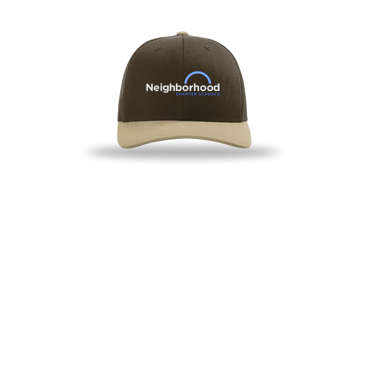 ncschools-richardson-trucker-cap-embroidery-capfront-R112-brownbrownkhaki-flat-front