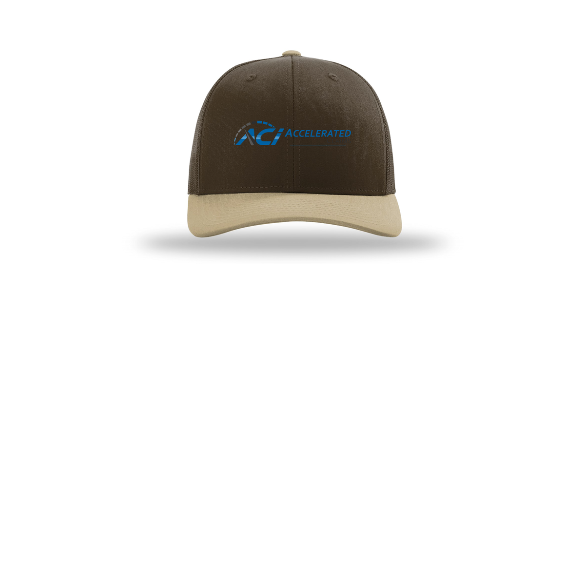 accelclaims-richardson-trucker-cap-embroidery-capfront-R112-brownbrownkhaki-flat-front