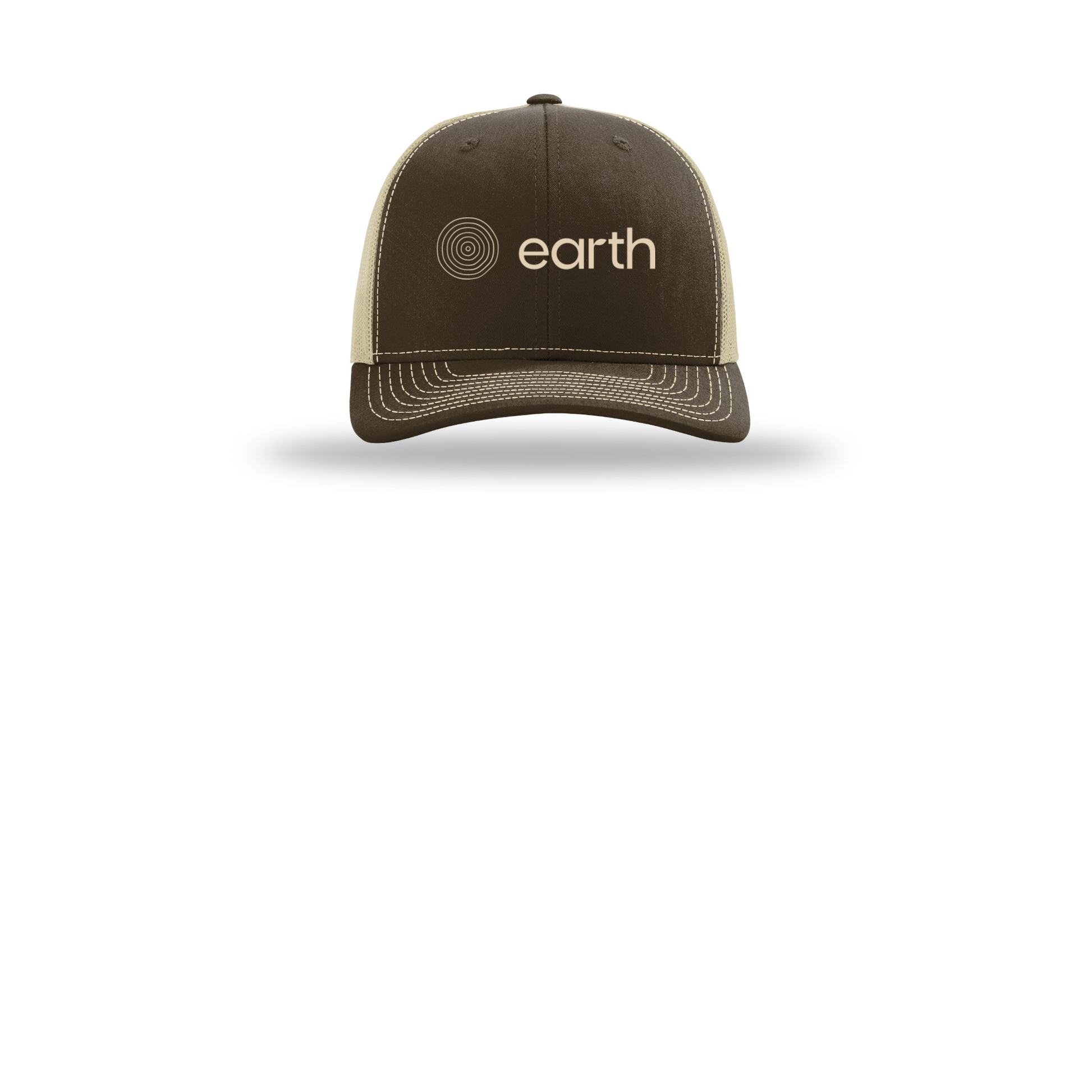 earthfuneral-richardson-trucker-cap-embroidery-capfront-R112-brownkhaki-flat-front