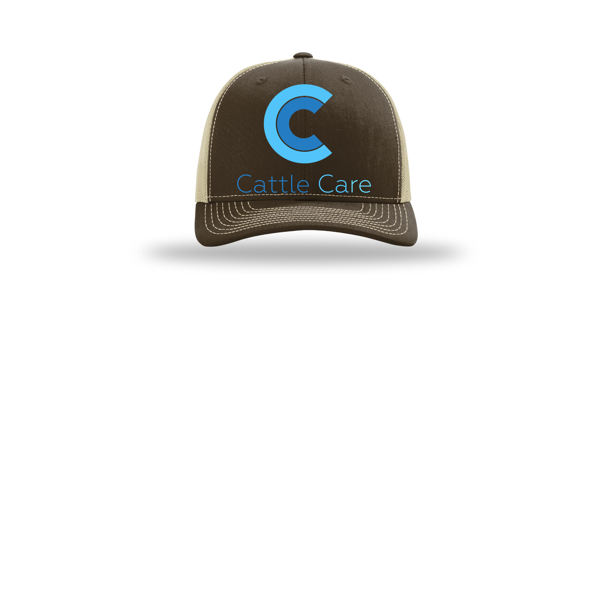 cattle-care-richardson-trucker-cap-embroidery-capfront-R112-brownkhaki-flat-front