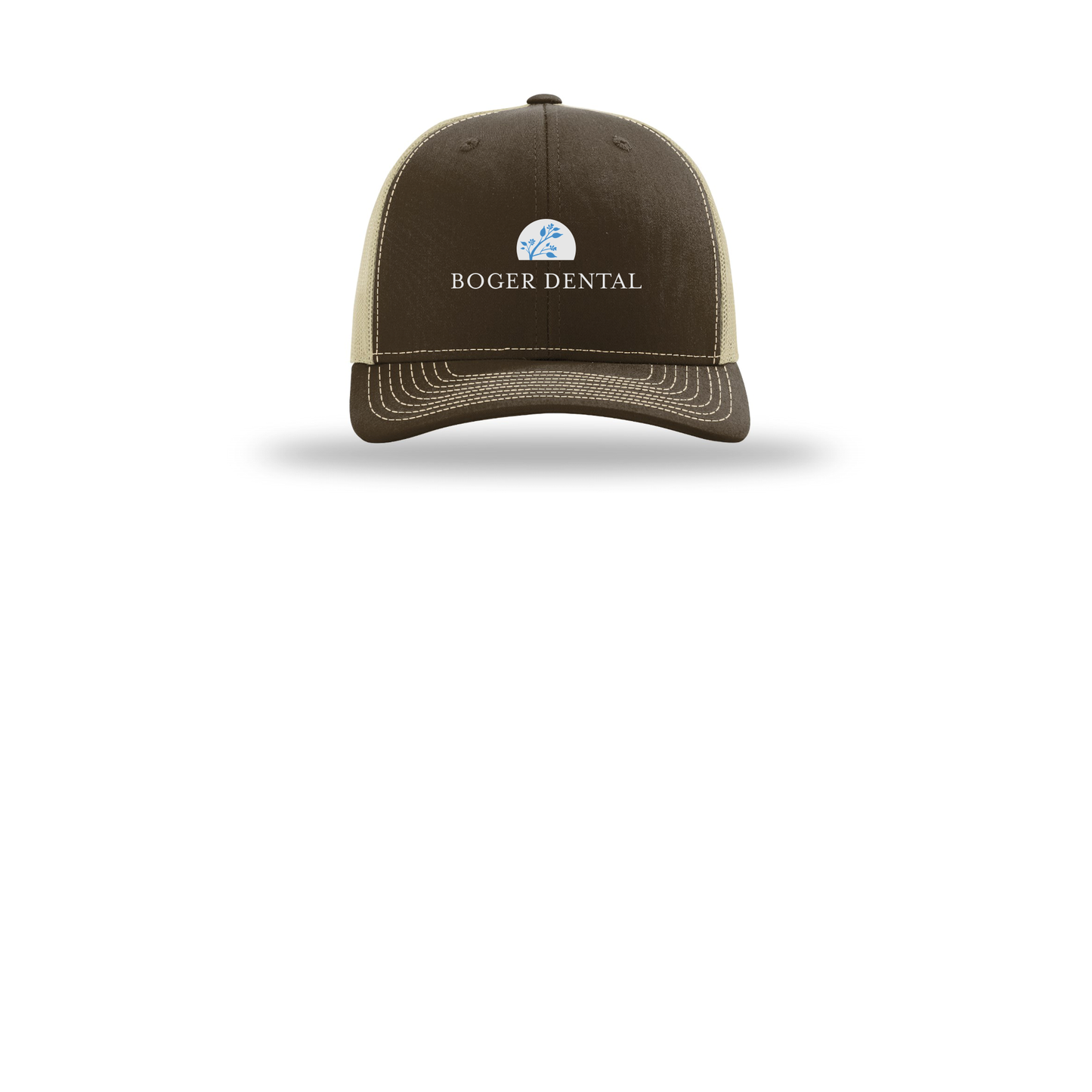 boger-dental-richardson-trucker-cap-embroidery-capfront-R112-brownkhaki-flat-front