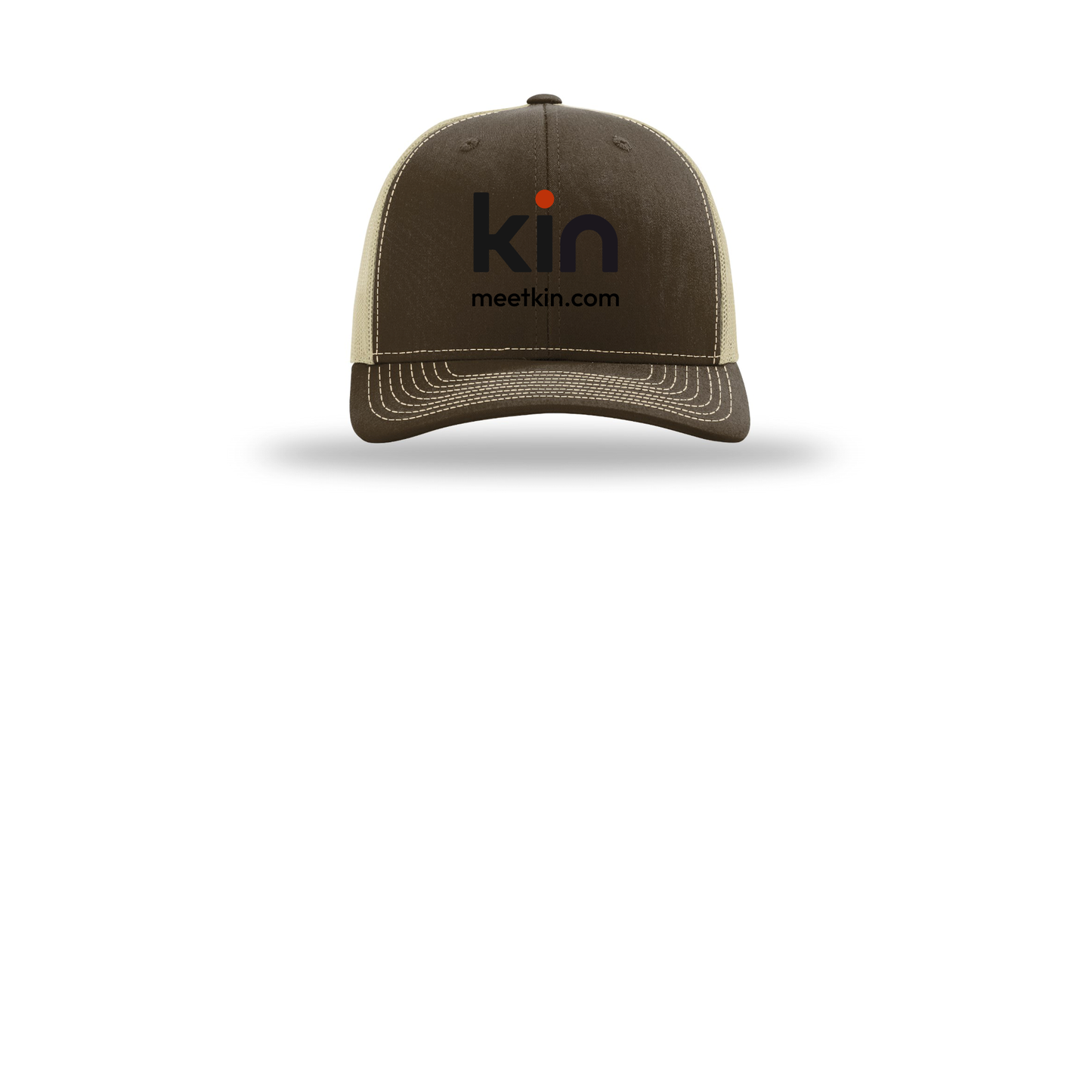 kin-richardson-trucker-cap-embroidery-capfront-R112-brownkhaki-flat-front