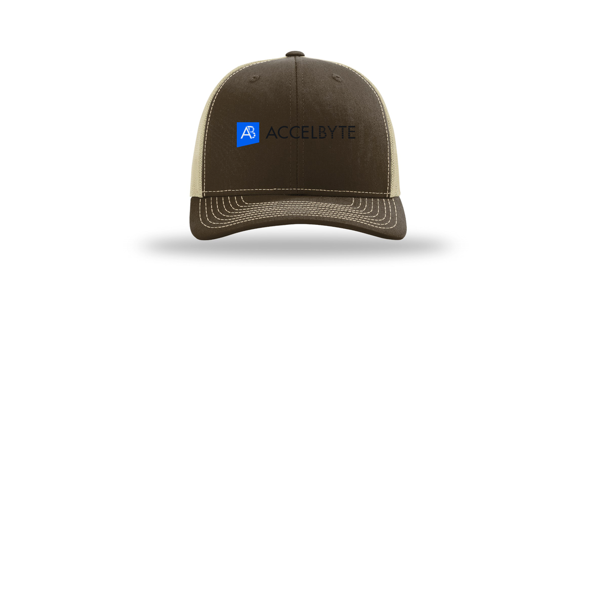 accelbyte-richardson-trucker-cap-embroidery-capfront-R112-brownkhaki-flat-front