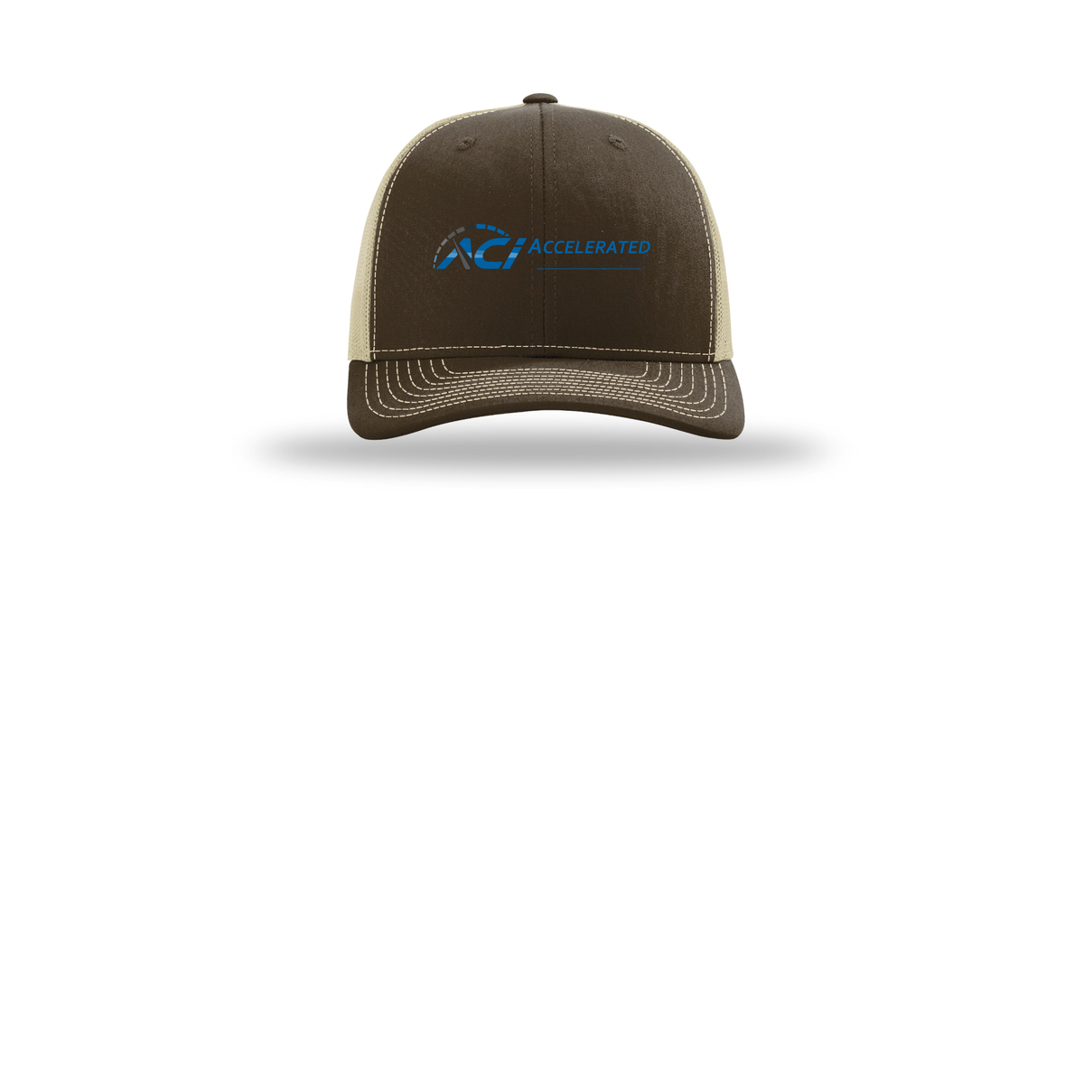 accelclaims-richardson-trucker-cap-embroidery-capfront-R112-brownkhaki-flat-front