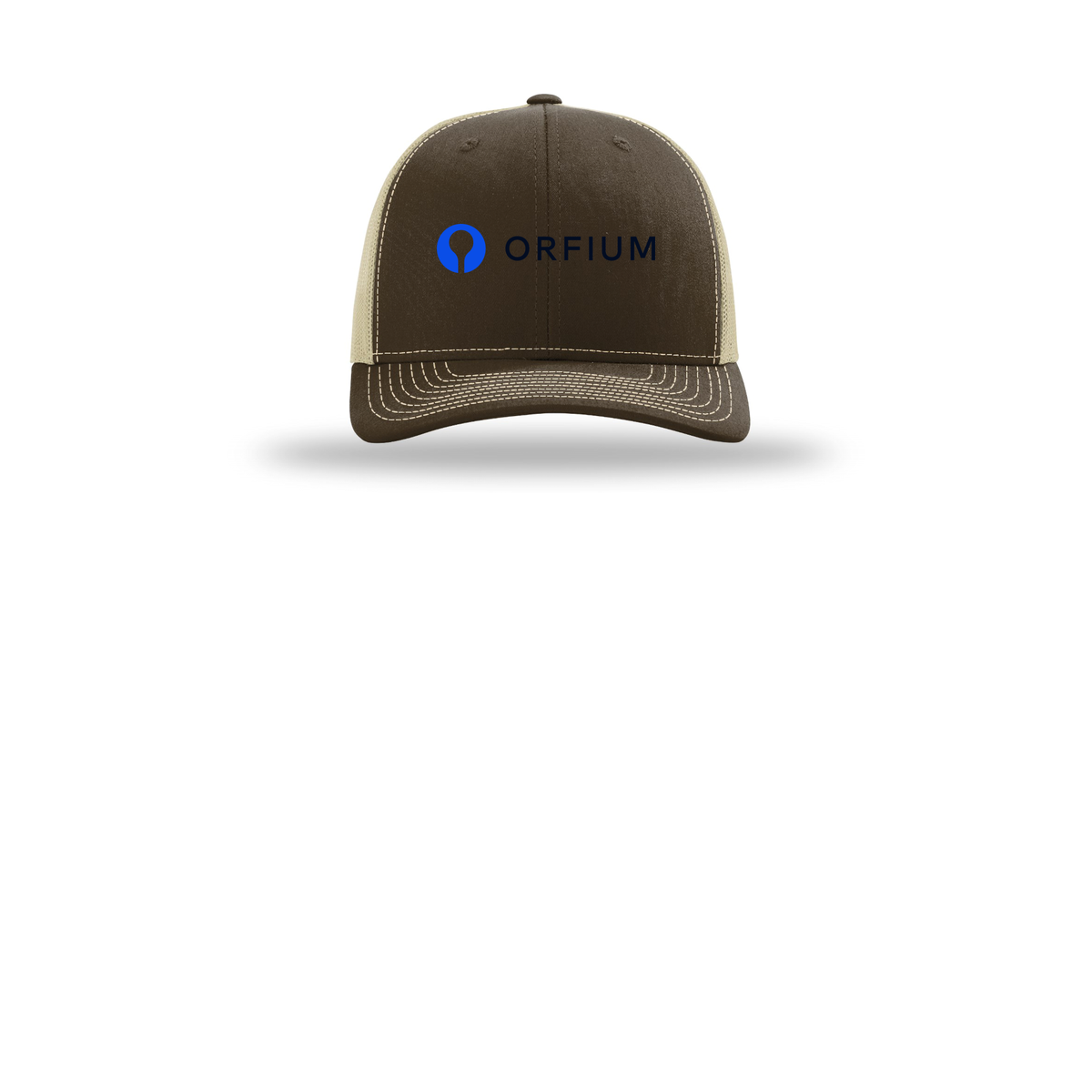 orfium-richardson-trucker-cap-embroidery-capfront-R112-brownkhaki-flat-front