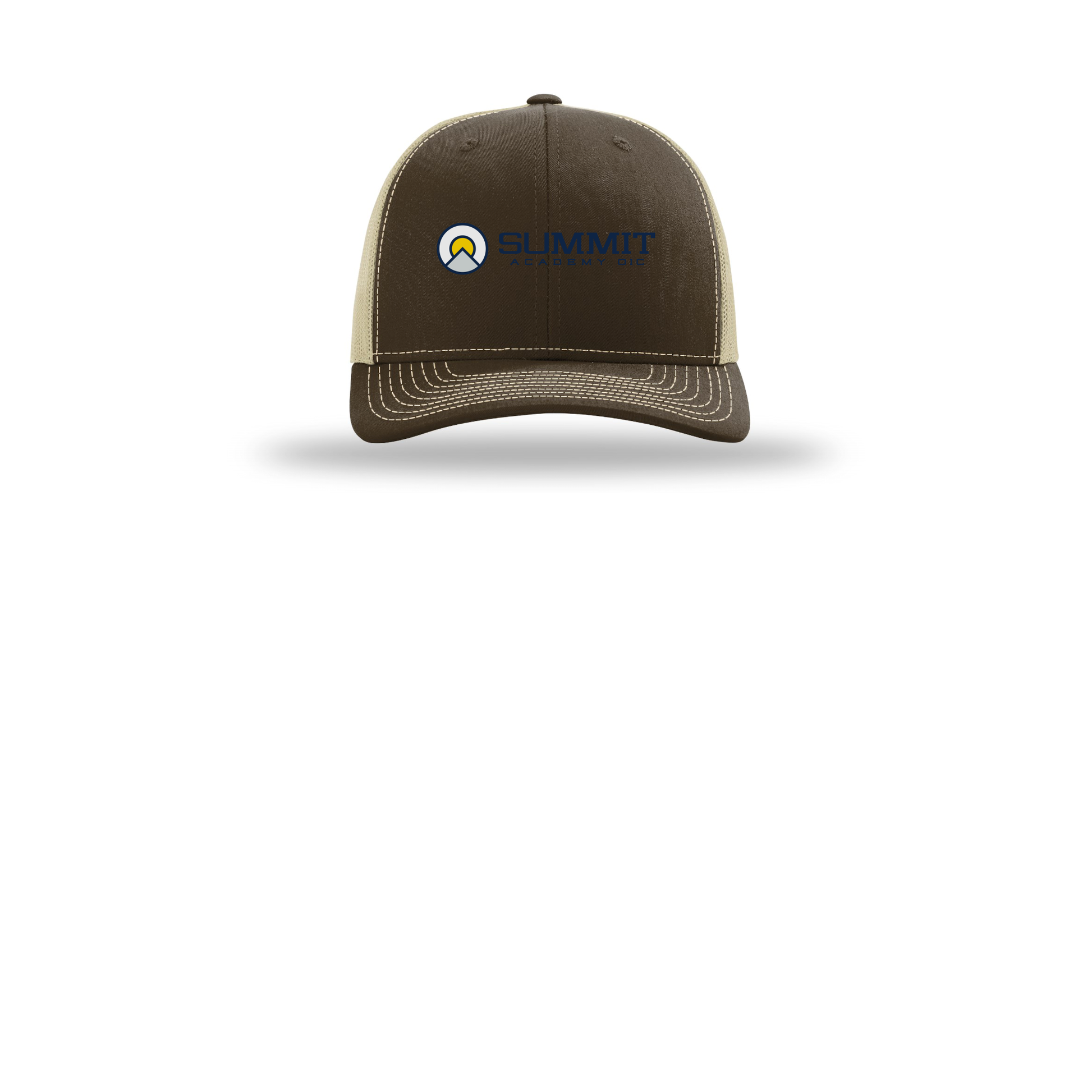 saoic-richardson-trucker-cap-embroidery-capfront-R112-brownkhaki-flat-front