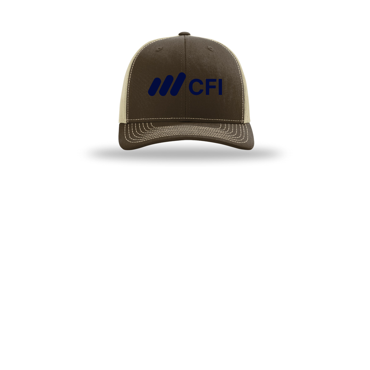 corporatefinanceinstitute-richardson-trucker-cap-embroidery-capfront-R112-brownkhaki-flat-front