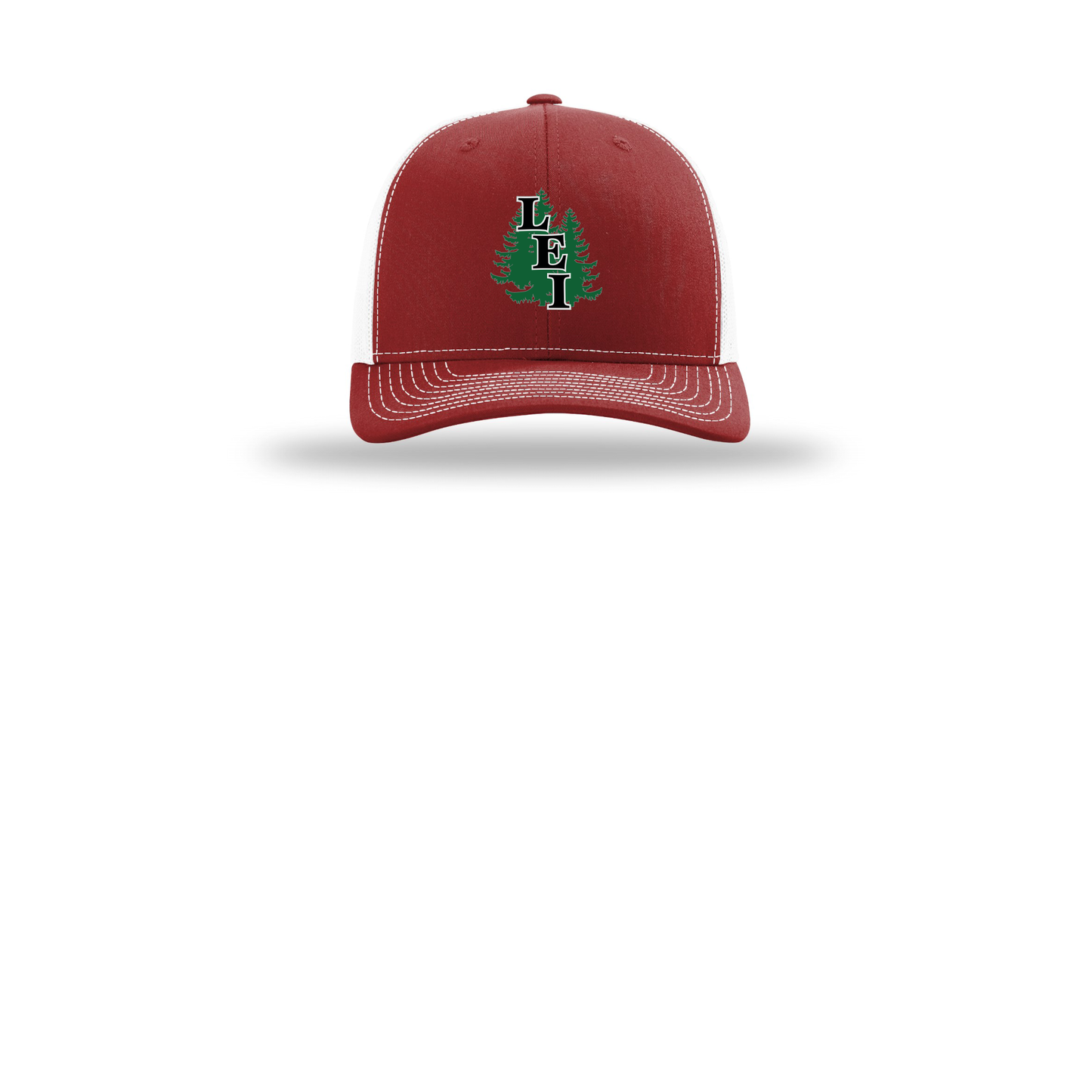 leisite-richardson-trucker-cap-embroidery-capfront-R112-cardinalwhite-flat-front