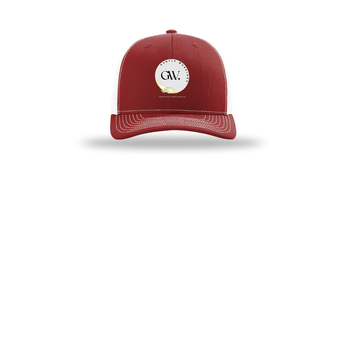 gentle-warriors-richardson-trucker-cap-embroidery-capfront-R112-cardinalwhite-flat-front