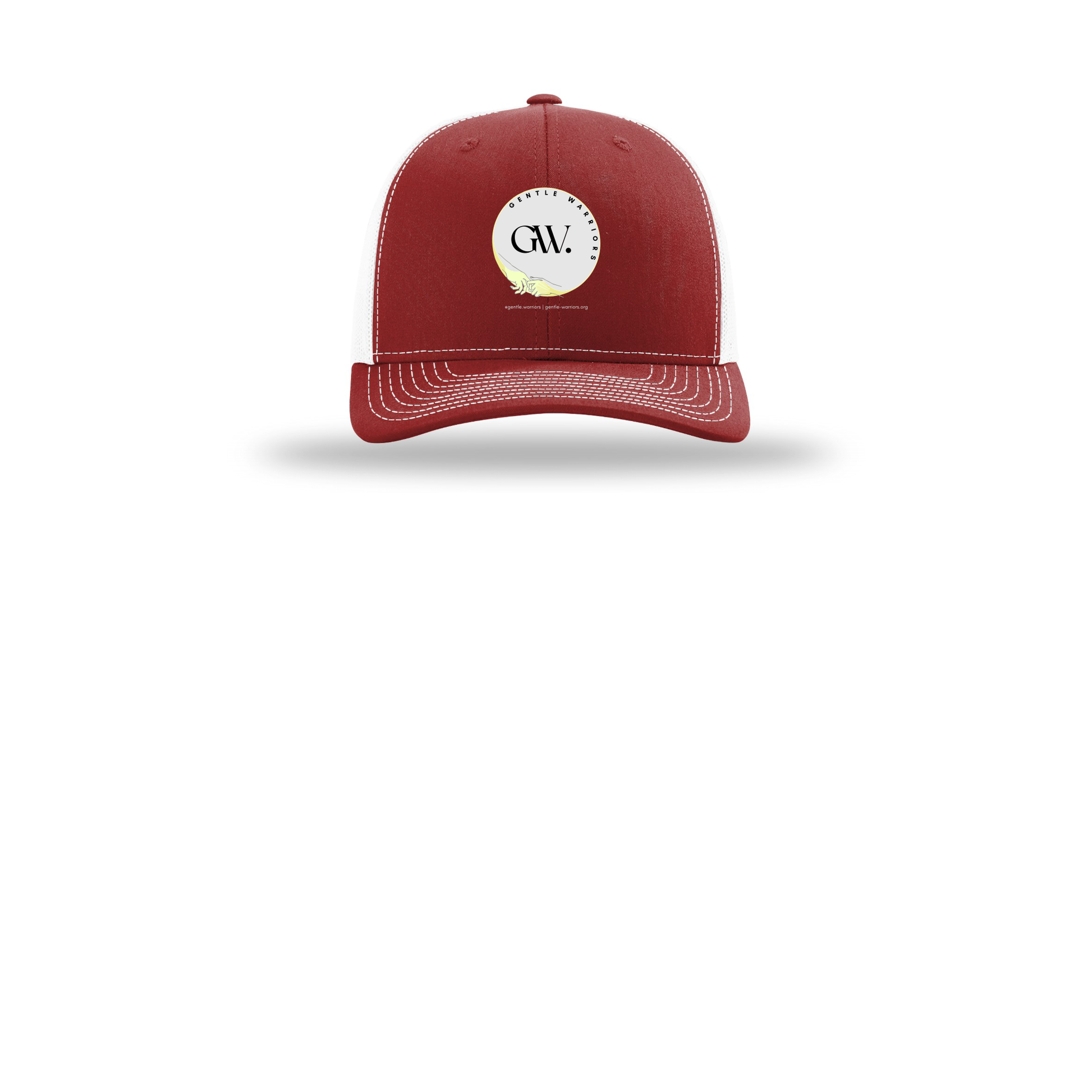 gentle-warriors-richardson-trucker-cap-embroidery-capfront-R112-cardinalwhite-flat-front