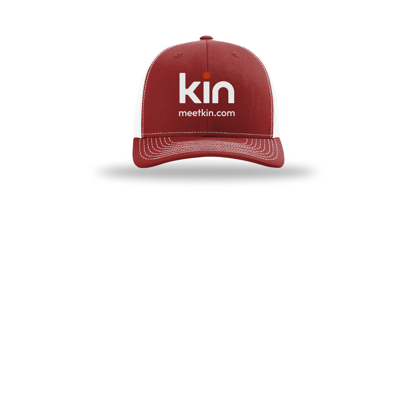 kin-richardson-trucker-cap-embroidery-capfront-R112-cardinalwhite-flat-front