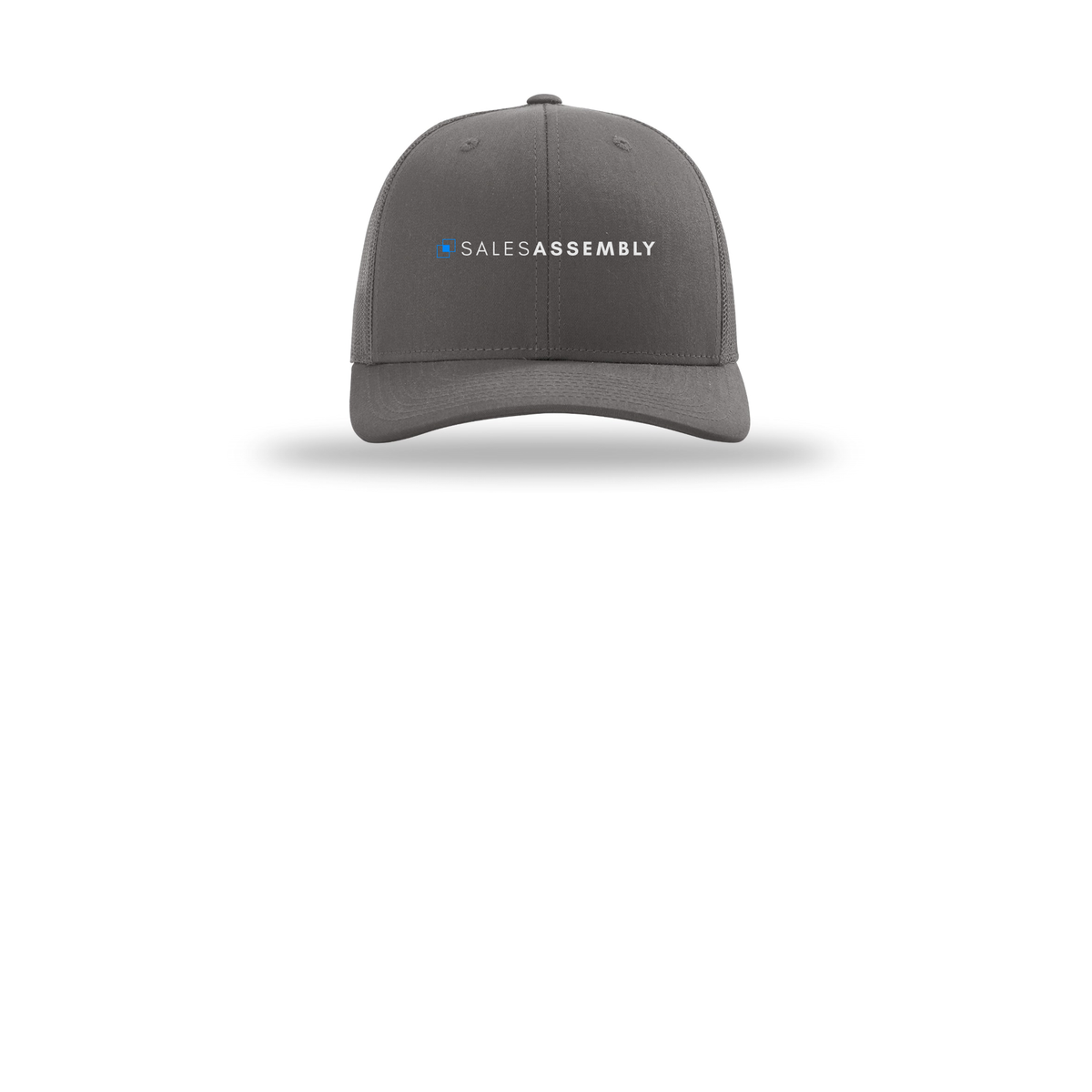 salesassembly-richardson-trucker-cap-embroidery-capfront-R112-charcoal-flat-front